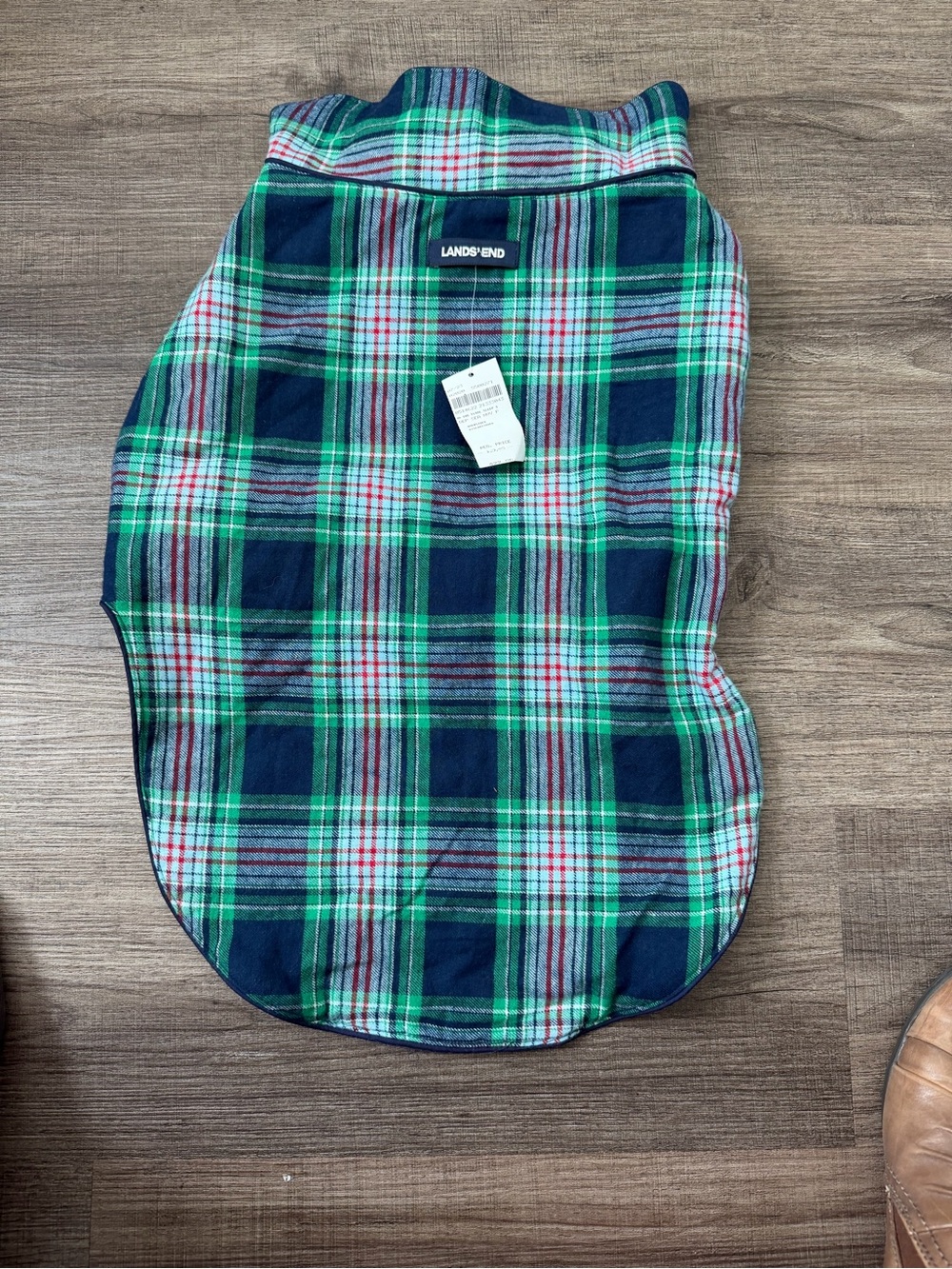 Lands' End Navy and Green pet sweater